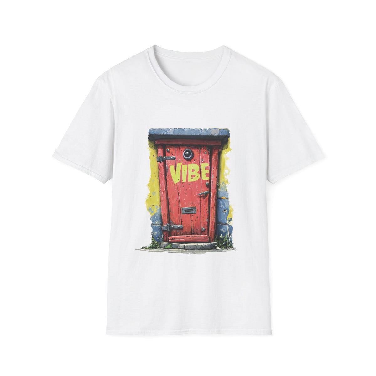 🚪 Vibe Door Graphic T-Shirt – Step Into Vibe Dimension, Unisex, Colors ⚫🔵🔴🟡⚪