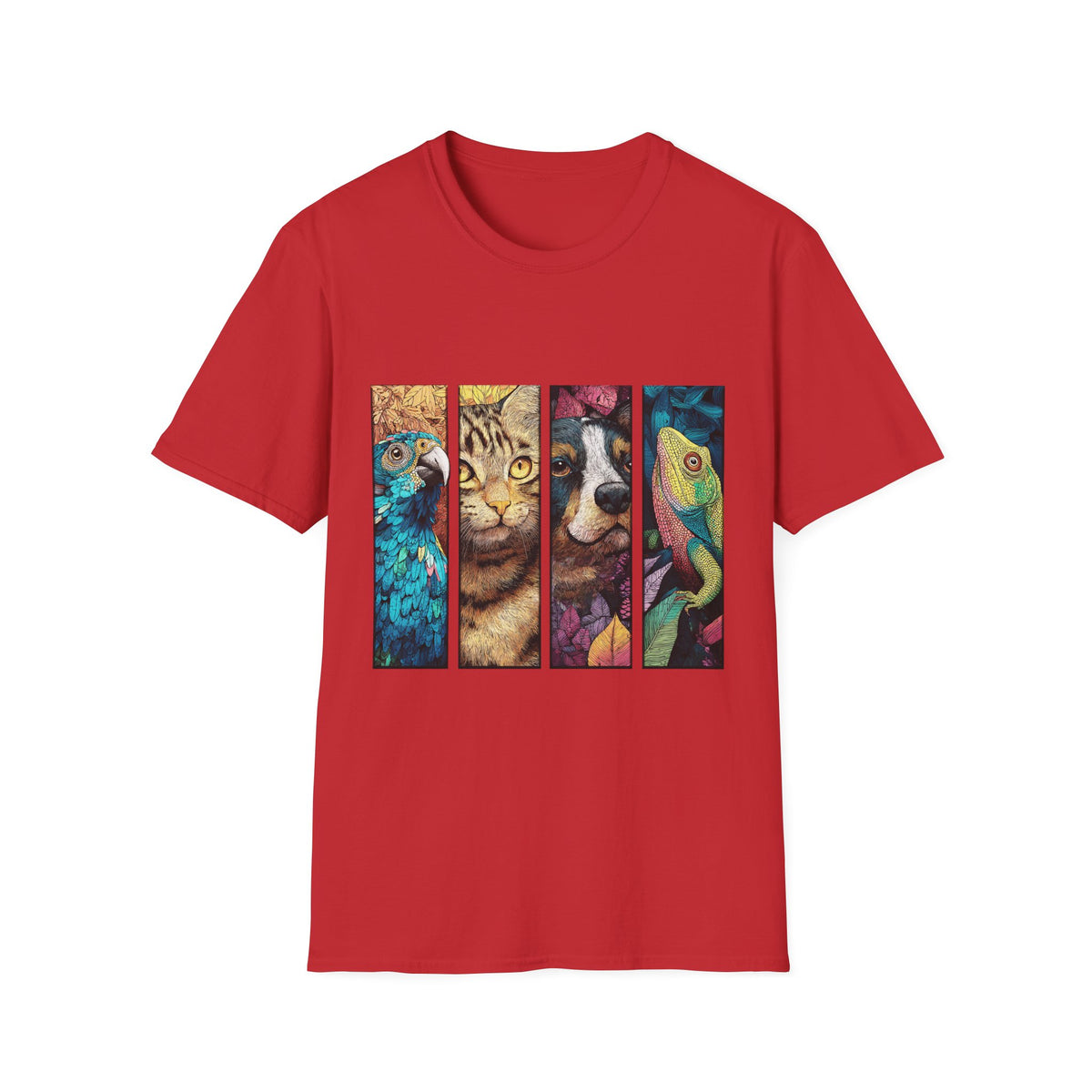 🐾 Pet Lovers Collage T-Shirt – Cute Pets Graphic Tee Animal Lover, Unisex, Colors ⚫🔵🔴🟢🟠🟡⚪