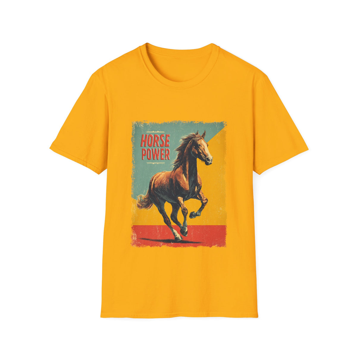 🐴 Retro Horse Power Vintage T-Shirt | Classic Muscle Horse Graphic Tee, Unisex, Colors ⚫🔵🔴🟠🟡⚪