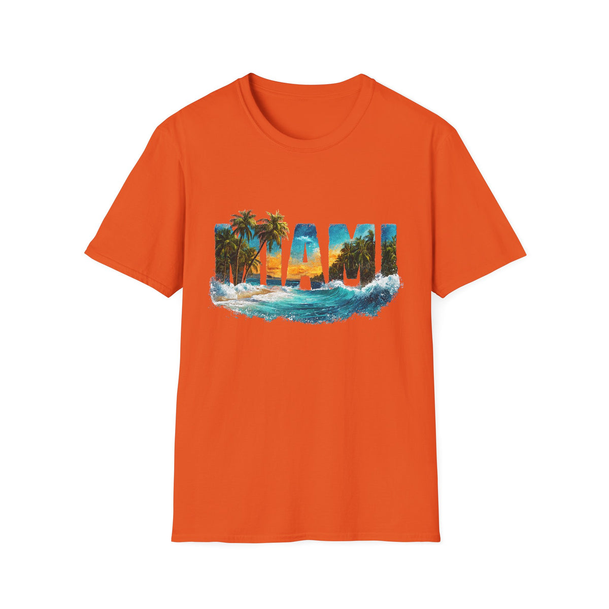 🏖️ Miami Sunset T-Shirt, Unisex, Colors ⚫🔵🔴🟡⚪