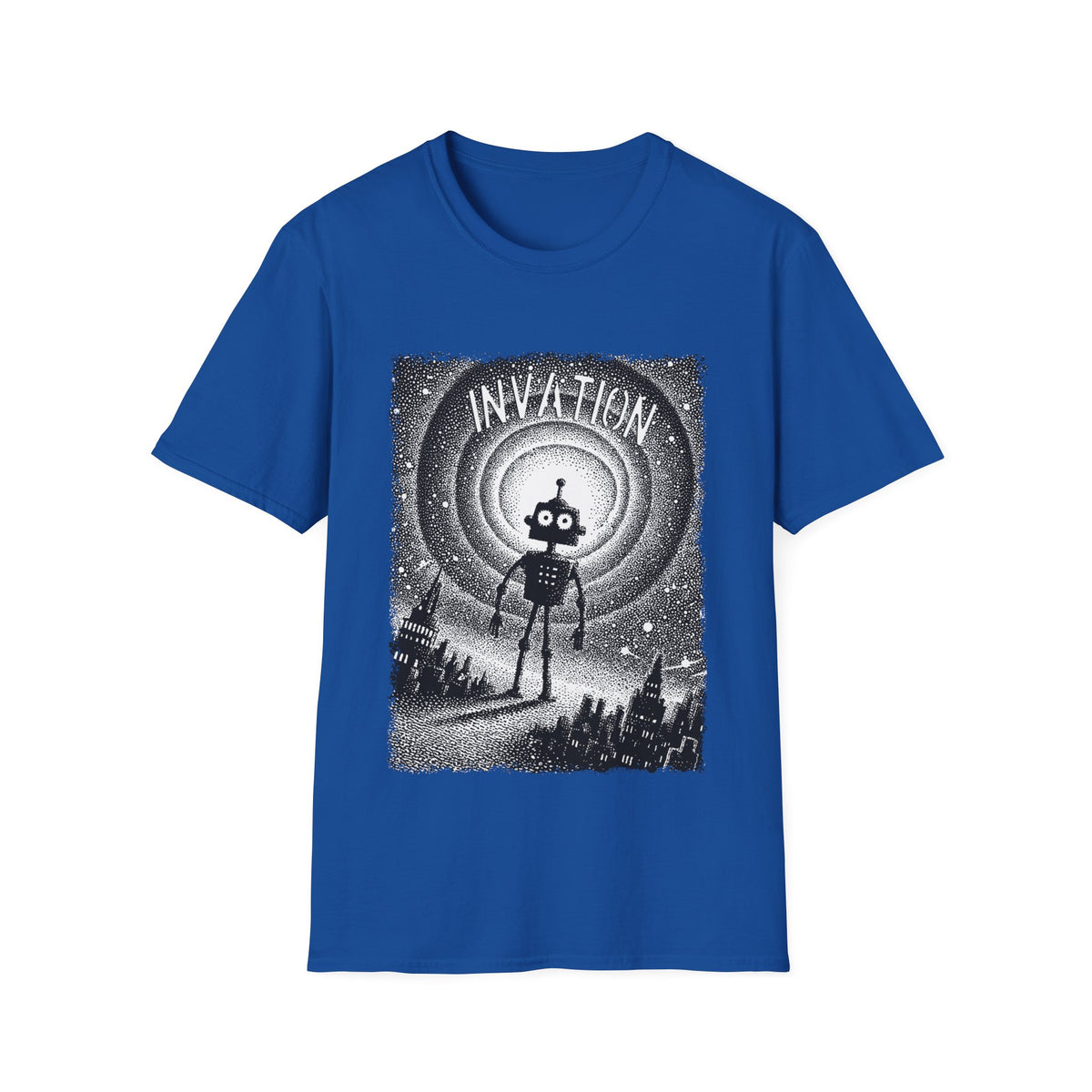 🤖 Invasion Graphic T-Shirt, Unisex, Colors ⚫🔵🔴🟠🟡⚪