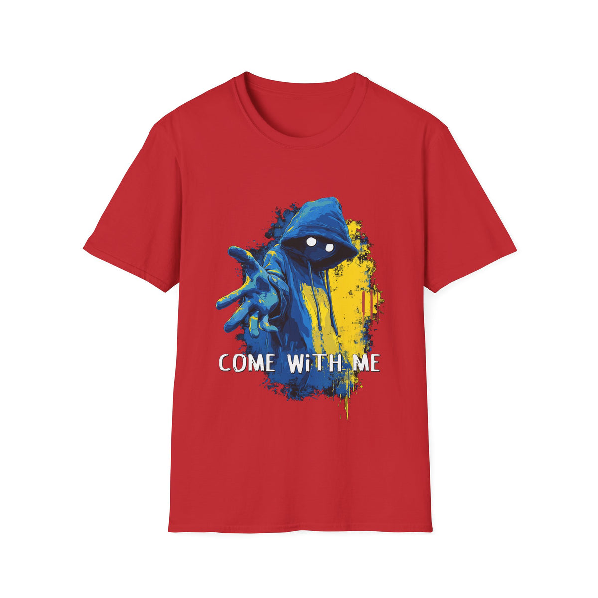 🚶‍♂️ COME WITH ME – Superhero Style Graphic T-Shirt, Unisex, Colors ⚫🔵🔴🟢🟡⚪