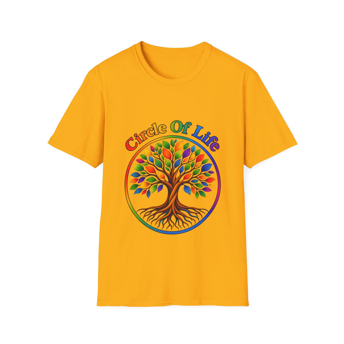 🌳 Circle of Life Tree T-Shirt – Colorful Nature & Growth Graphic Tee, Unisex, Colors ⚫🔵🔴🟢🟠🟡⚪