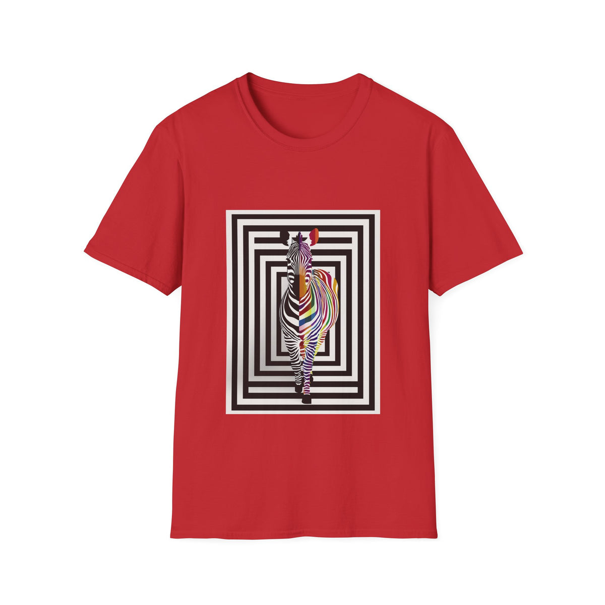 🦓 Zebra Optical Illusion T-Shirt – Wildlife Art Tee, Unisex, Colors ⚫🔵🔴🟡⚪