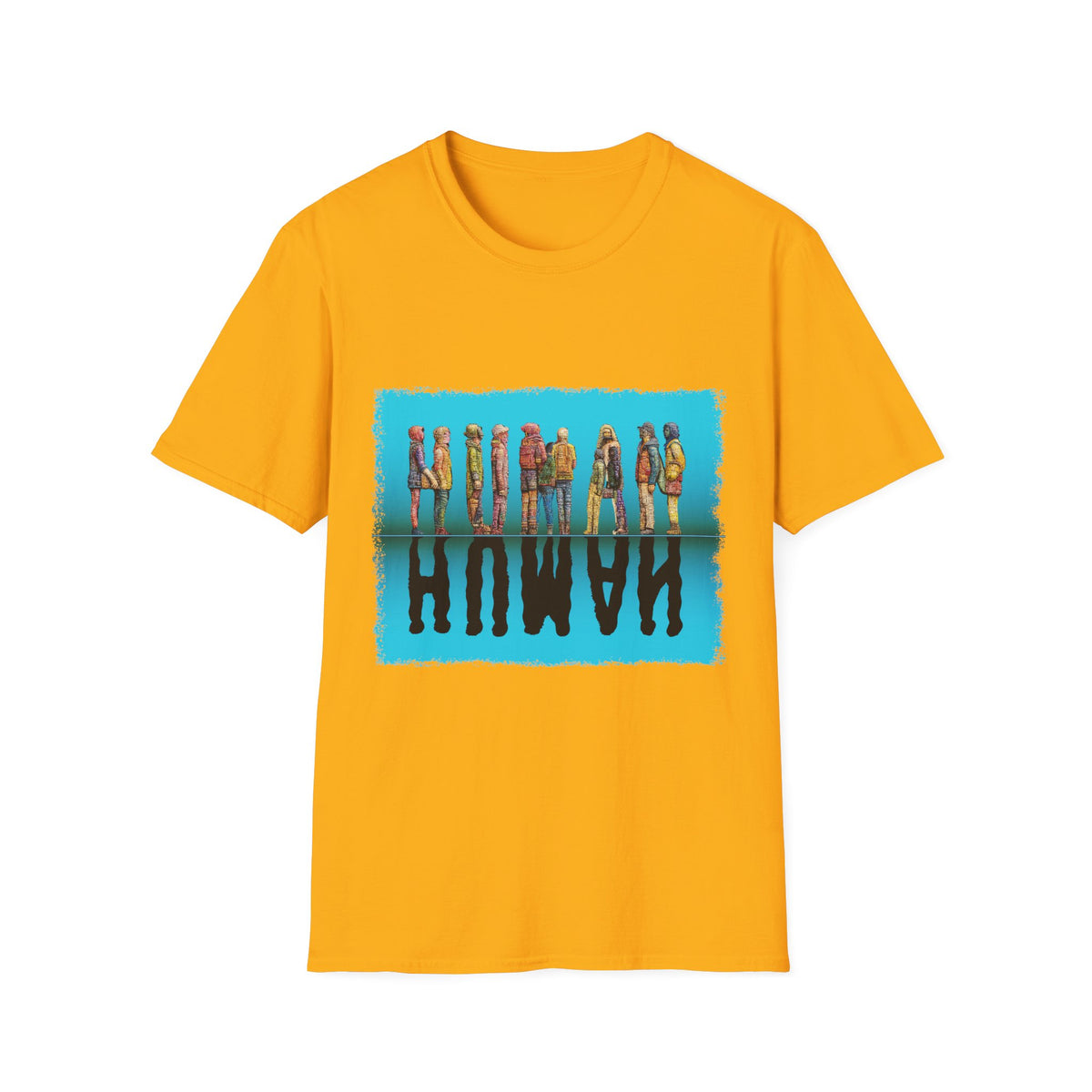 👥 HUMAN Typography T-Shirt, Unisex, Colors ⚫🔵🔴🟡⚪