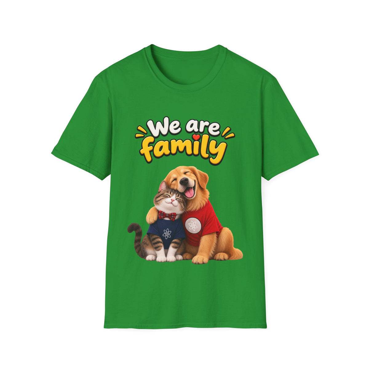 😻🐶 Cat & Dog Best Friends – Cute Hugging Animals T-Shirt, Unisex, Colors ⚫🔵🟢🟠🟡⚪