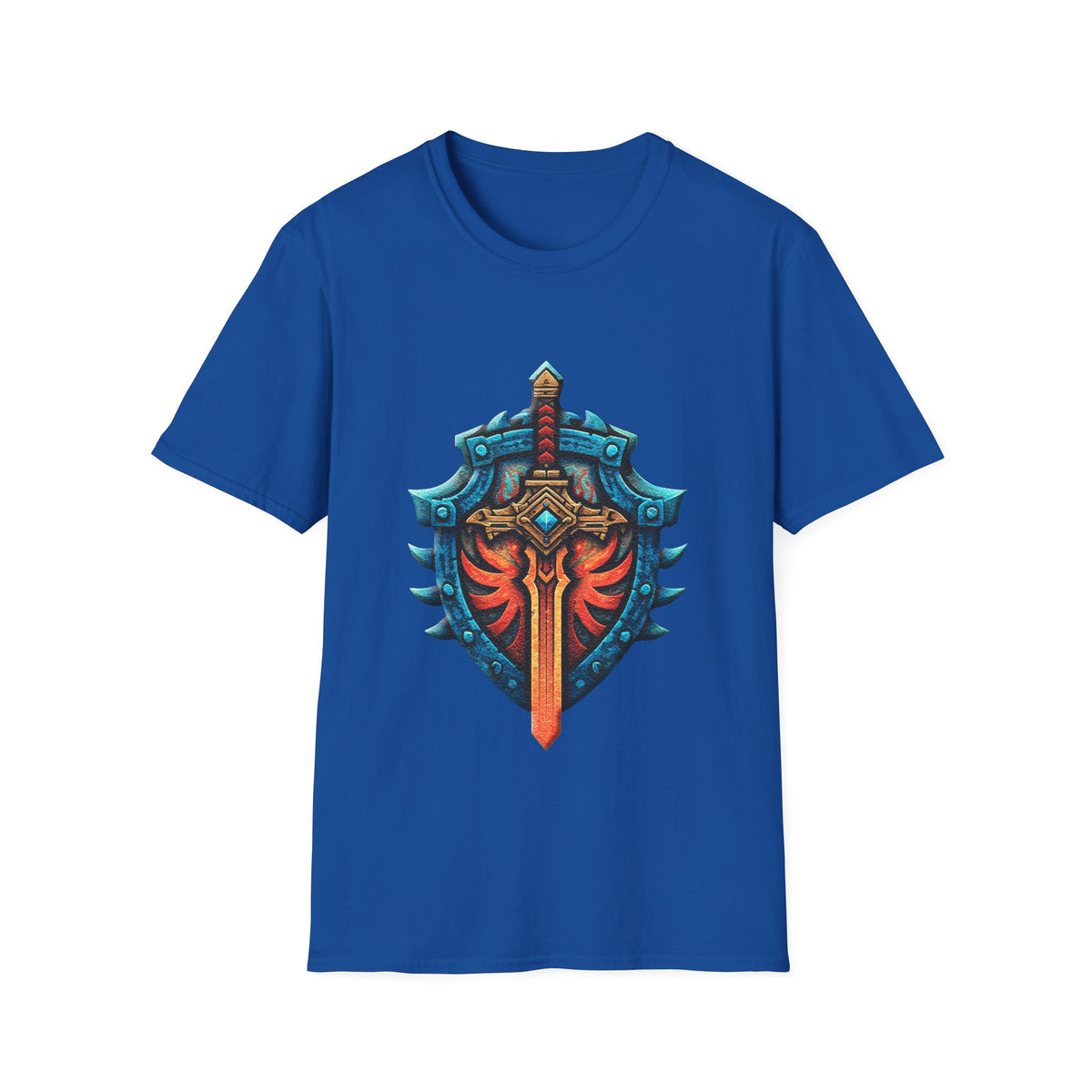 🛡️ Shield & Sword Warrior T-Shirt – Strength, Honor, Unisex, Colors ⚫🔵🔴🟡⚪