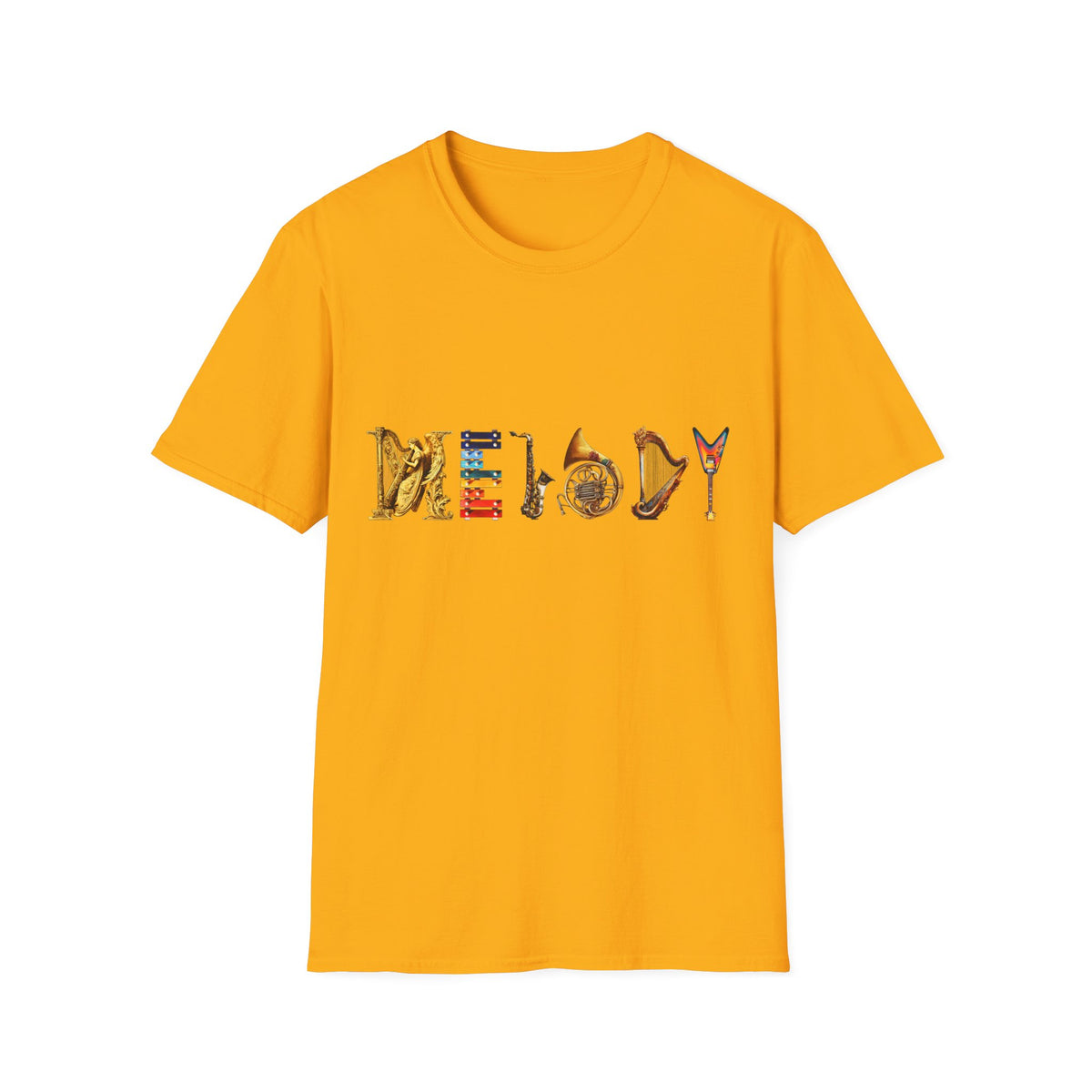 🎵 Melody Instrument Typography T-Shirt, Unisex, Colors ⚫🔵🔴🟡⚪
