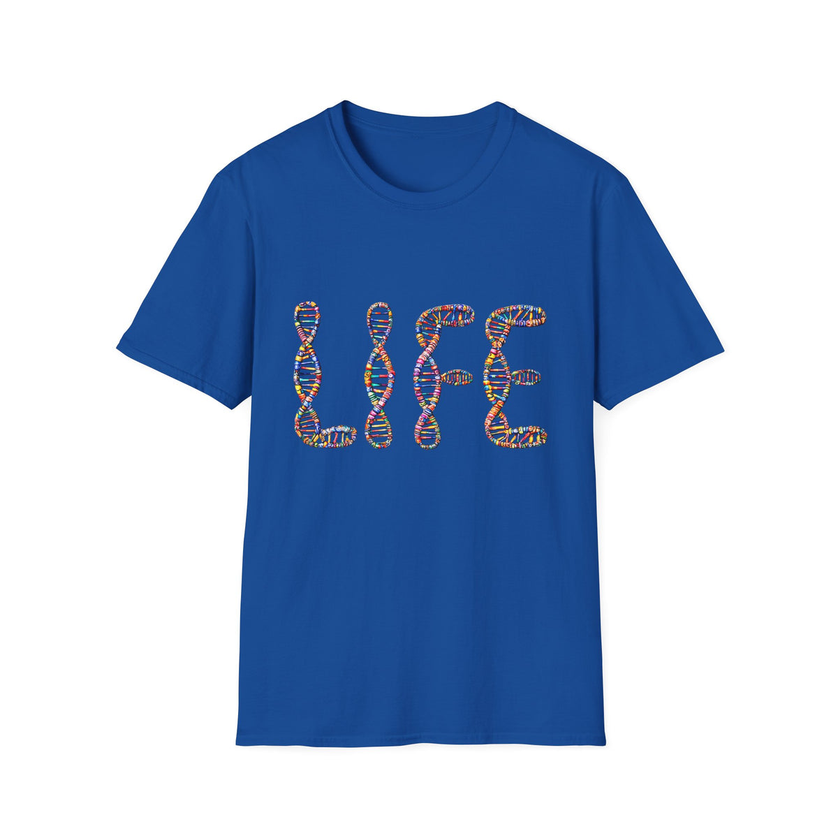 🧬 DNA "LIFE" T-Shirt – Minimalist Science & Biology Graphic Tee, Unisex, Colors ⚫🔵🔴🟡⚪
