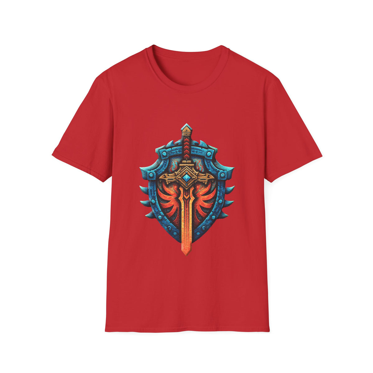 🛡️ Shield & Sword Warrior T-Shirt – Strength, Honor, Unisex, Colors ⚫🔵🔴🟡⚪