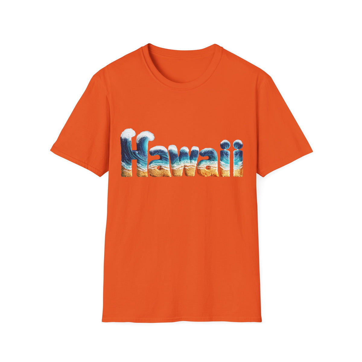 🌊 Hawaii Tropical Beach & waves T-Shirt, Unisex, Colors ⚫🔵🔴🟠🟡⚪