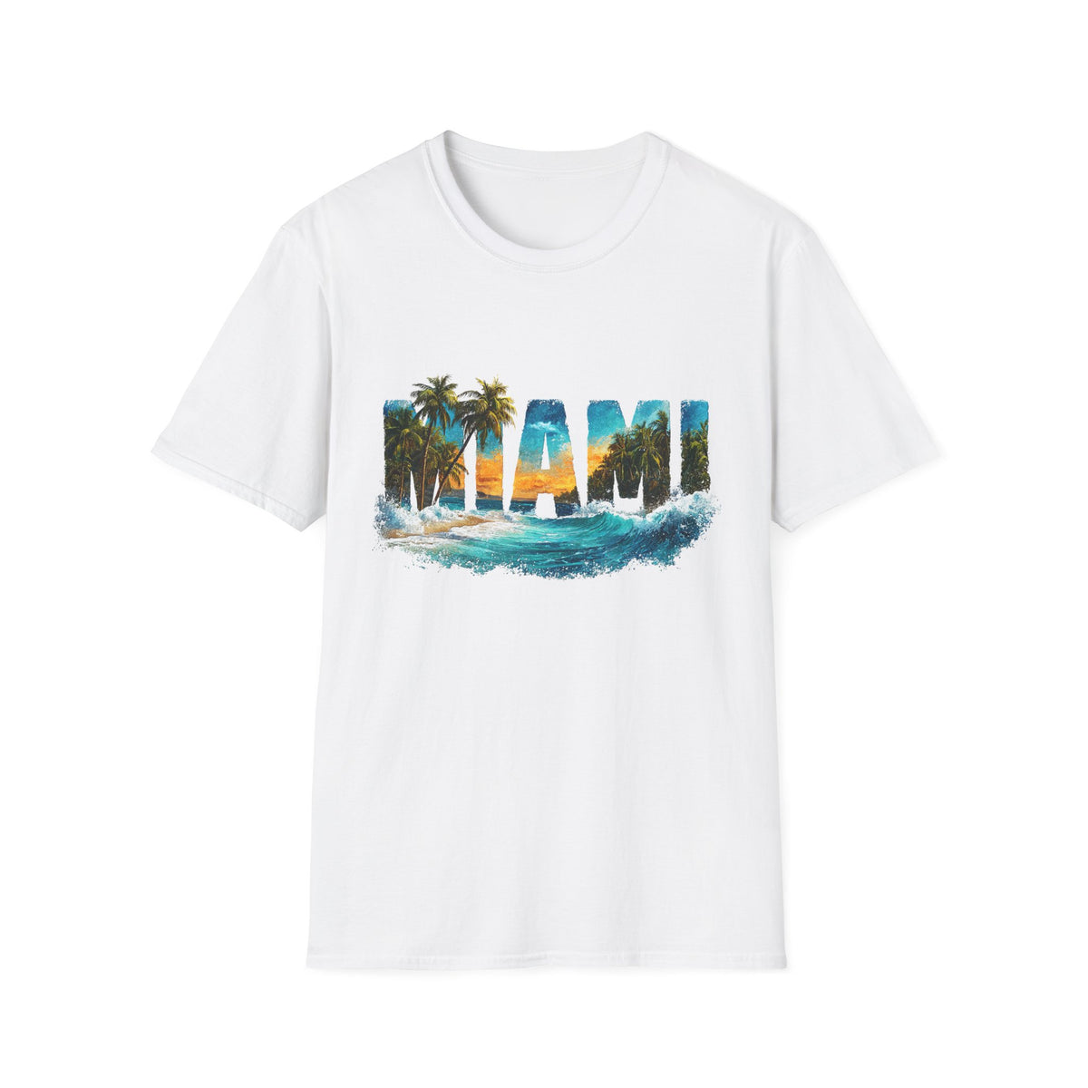 🏖️ Miami Sunset T-Shirt, Unisex, Colors ⚫🔵🔴🟡⚪