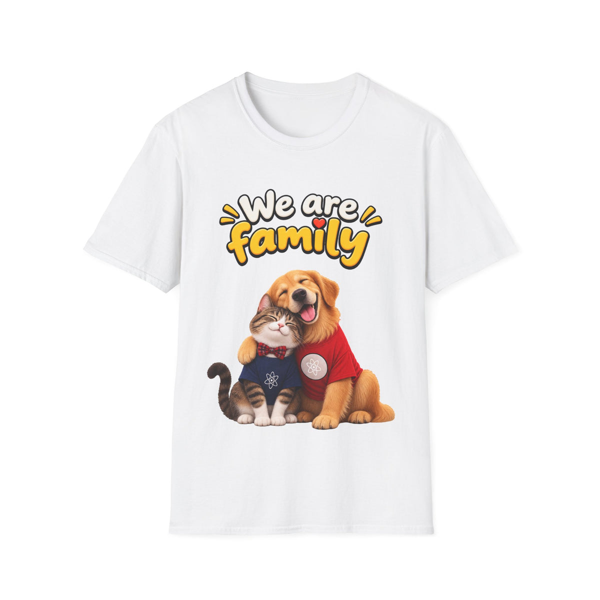 😻🐶 Cat & Dog Best Friends – Cute Hugging Animals T-Shirt, Unisex, Colors ⚫🔵🟢🟠🟡⚪