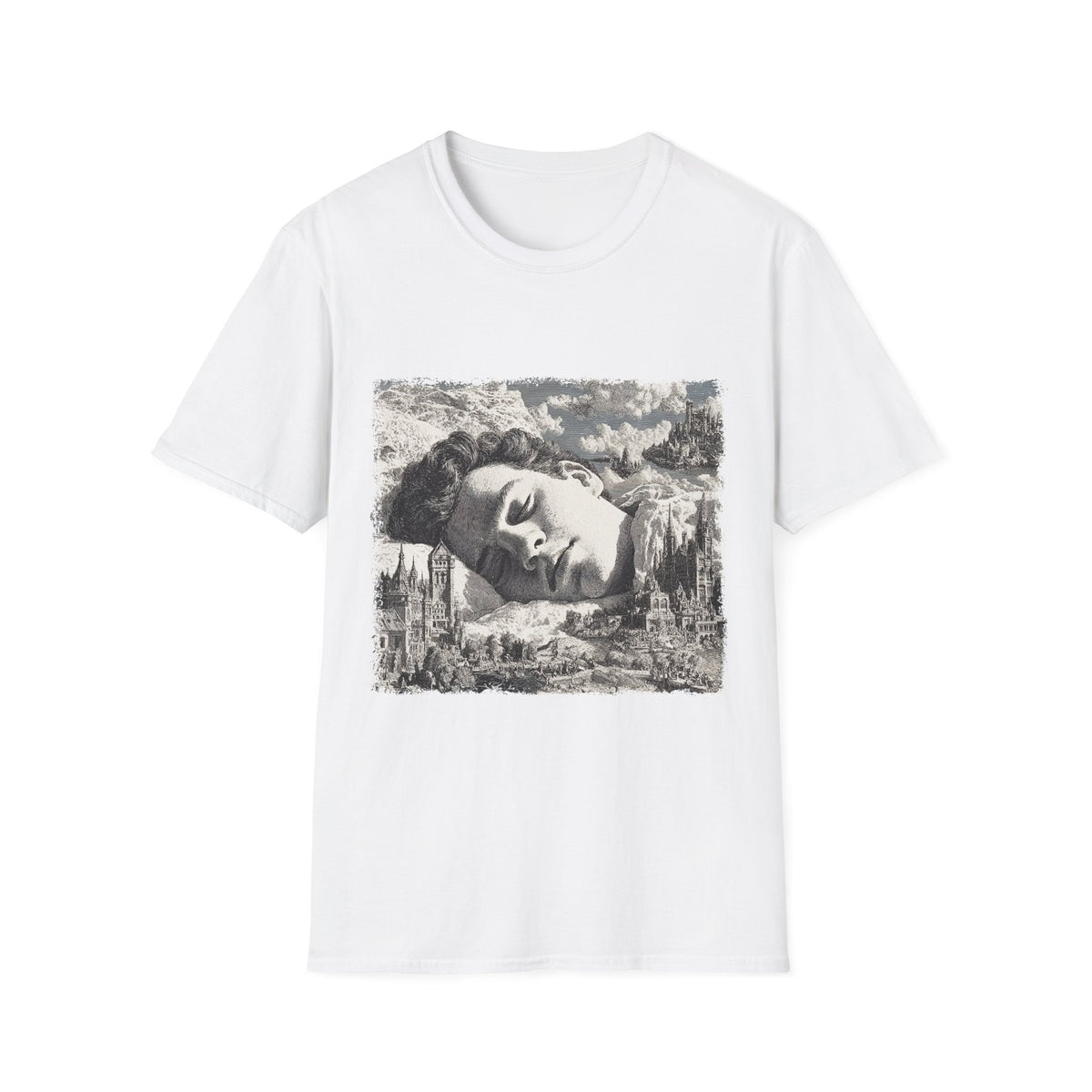 💭 Dreaming Big T-Shirt | Surreal Black & White Art Tee, Unisex, Colors ⚫🔵🔴🟡⚪