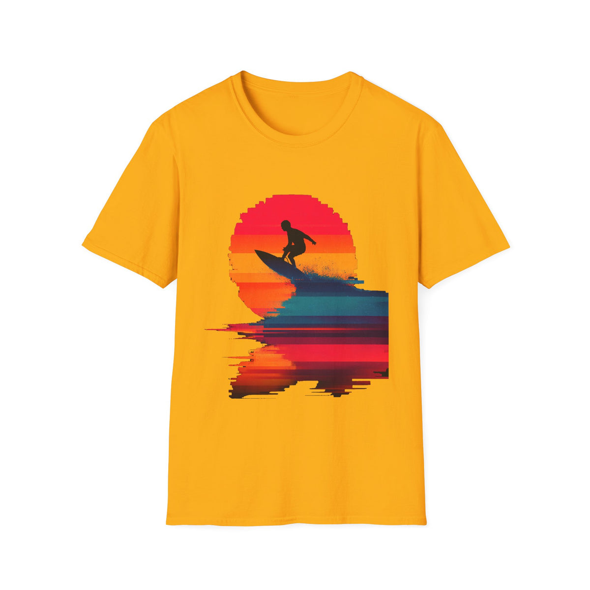 🏄 Sunset Surfing Vibes, Sports T-Shirt, Unisex, Colors ⚫🔵🔴🟡⚪