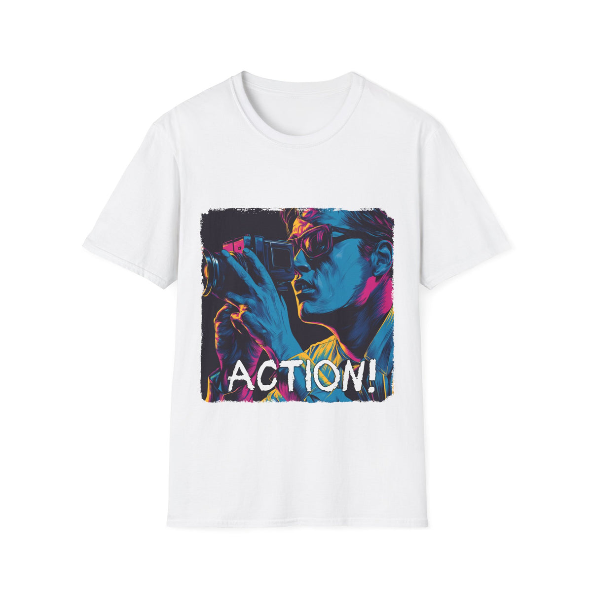 🎥 Action! - Film Graphic Tee – Cinema Lover T-Shirt, Unisex, Colors ⚫🔵🔴🟡⚪