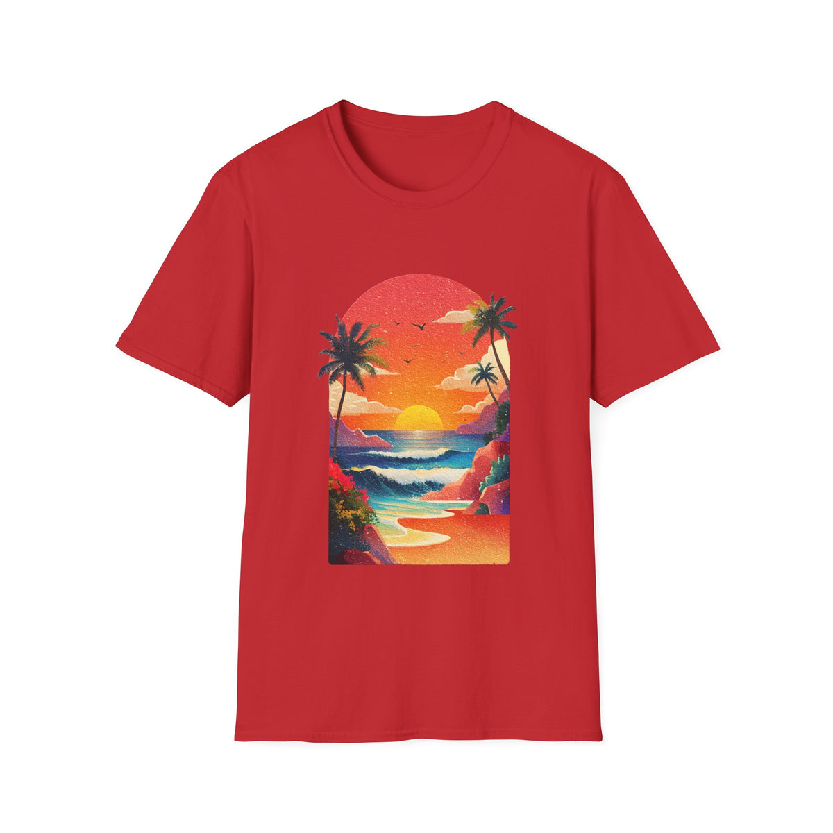 🌊 Ocean Golden Hour Sunset T-Shirt – Coastal Waves, Warm Sunset Glow, Unisex, Colors ⚫🔵🔴🟠🟡⚪