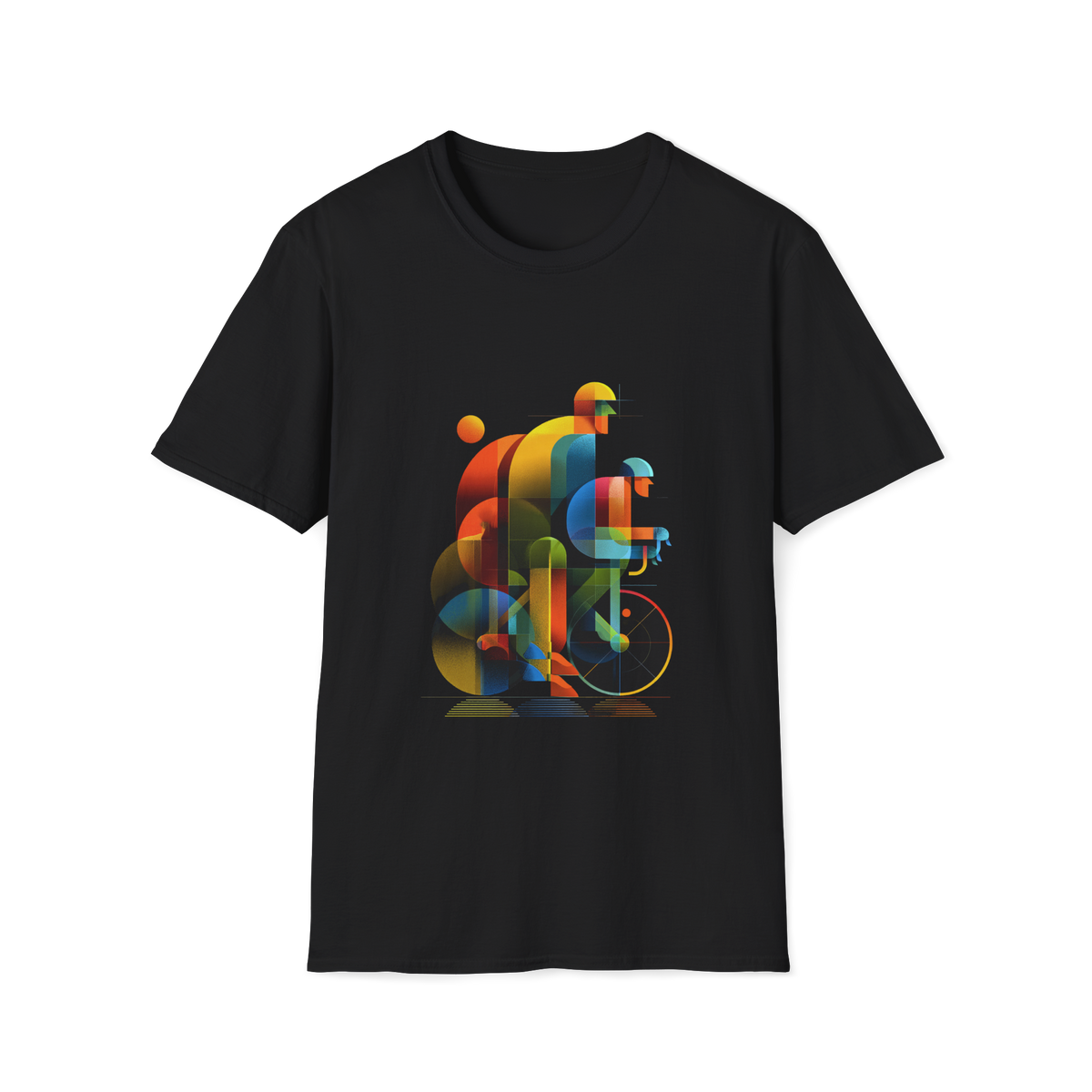 🚴 Abstract Bicycle Riders | Dynamic Cycling Art Design, Sports T-Shirt, Unisex, Colors ⚫🔵🔴🟠🟡⚪