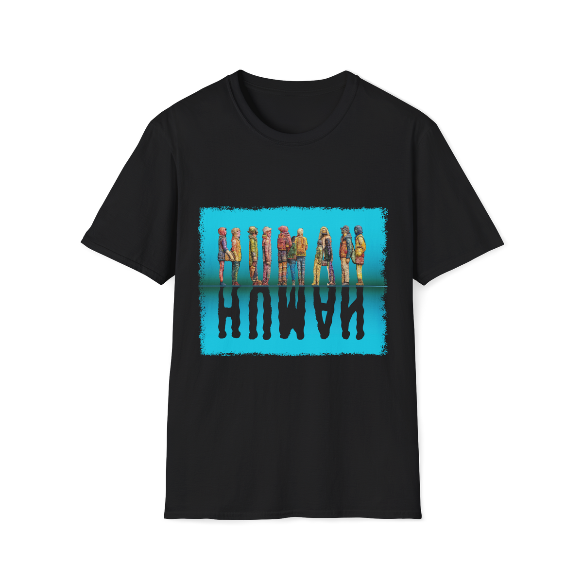 👥 HUMAN Typography T-Shirt, Unisex, Colors ⚫🔵🔴🟡⚪
