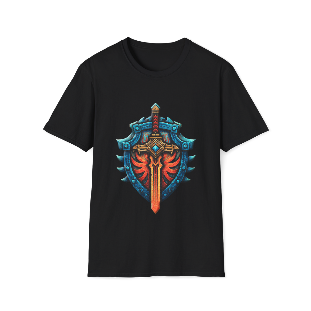 🛡️ Shield & Sword Warrior T-Shirt – Strength, Honor, Unisex, Colors ⚫🔵🔴🟡⚪