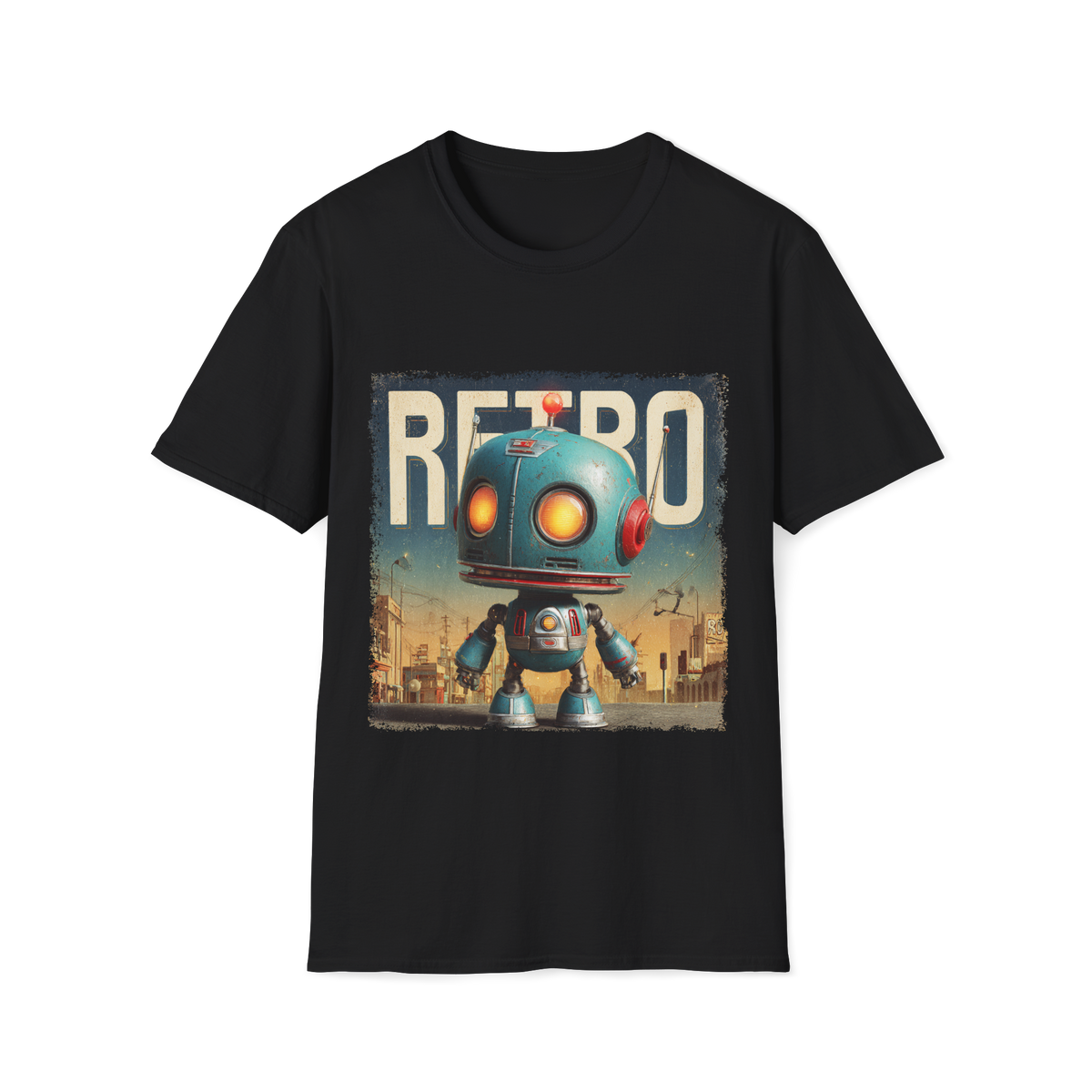 🤖 Retro Robot T-Shirt – Classic Sci-Fi Design, Unisex, Colors ⚫🔵🔴🟠🟡⚪