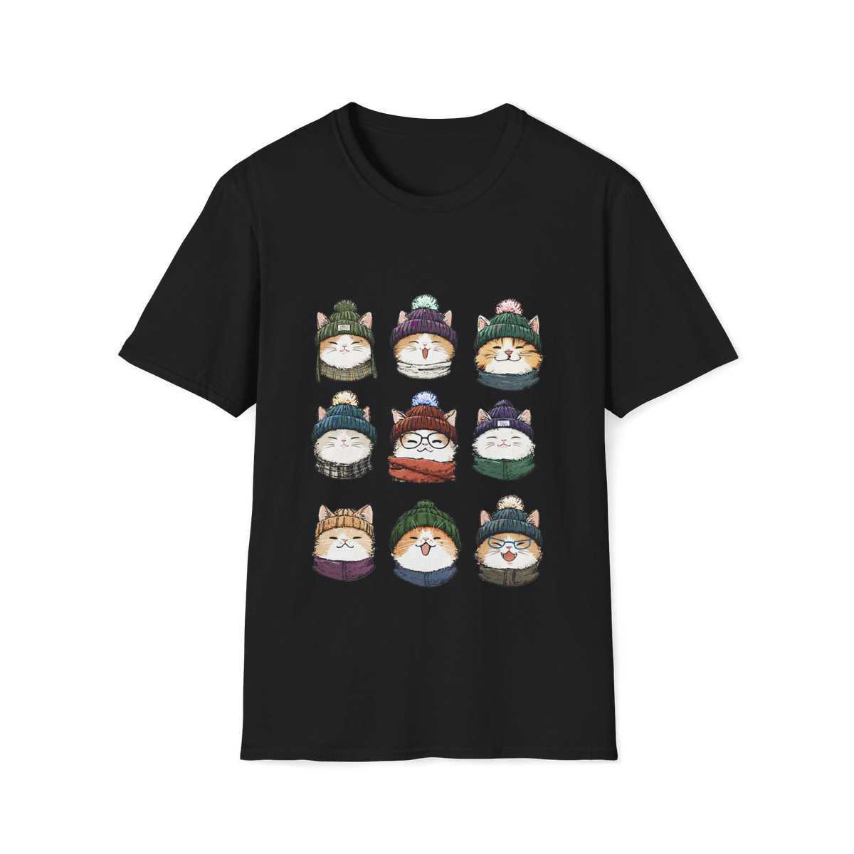 😸 Cute Kitty Collage T-Shirt – Adorable Cats, Unisex, Colors ⚫🔵🔴🟠🟡⚪