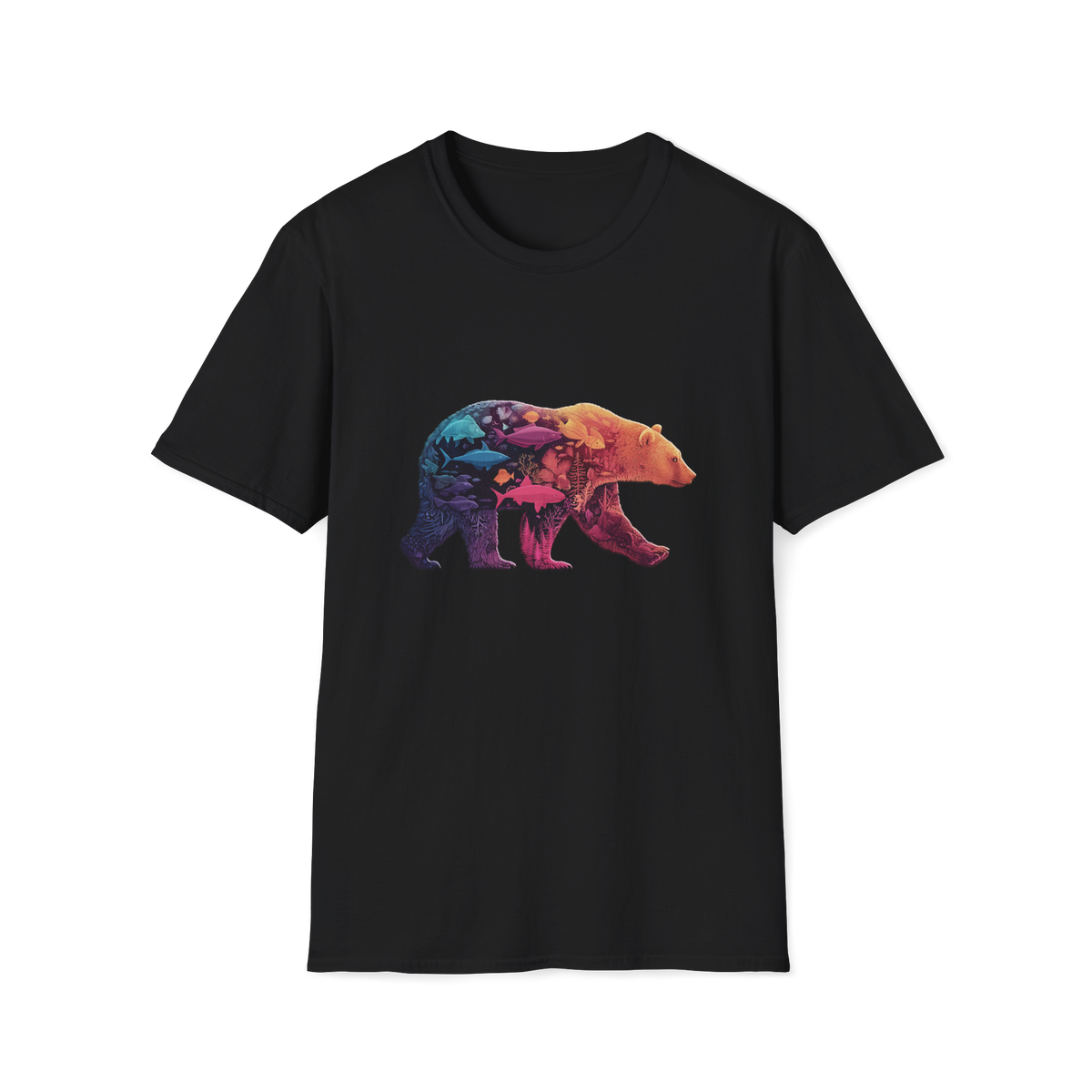 🐻 Bear Silhouette – Nature Wildlife Graphic T-Shirt, Unisex, Colors ⚫🔵🔴🟠🟡⚪