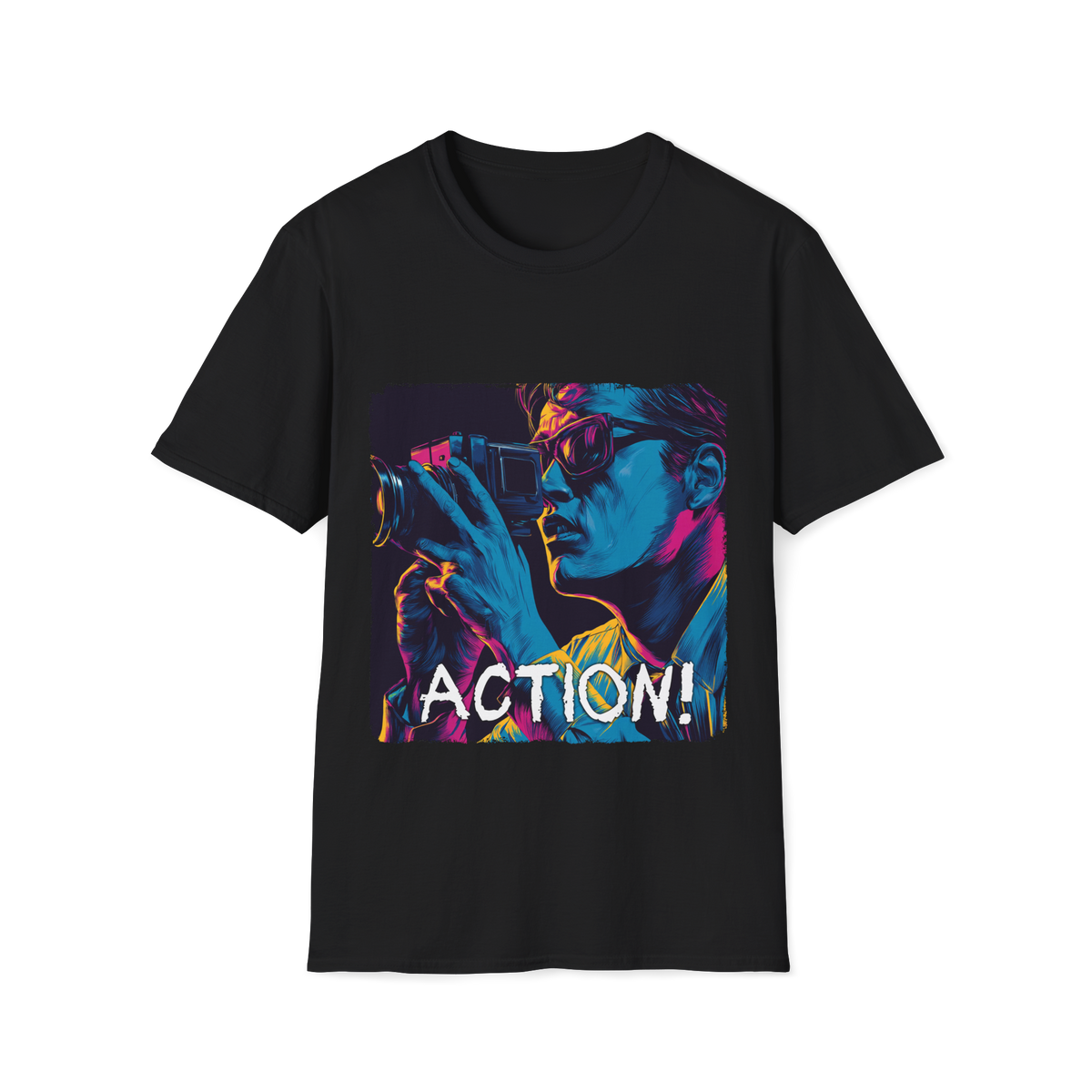 🎥 Action! - Film Graphic Tee – Cinema Lover T-Shirt, Unisex, Colors ⚫🔵🔴🟡⚪