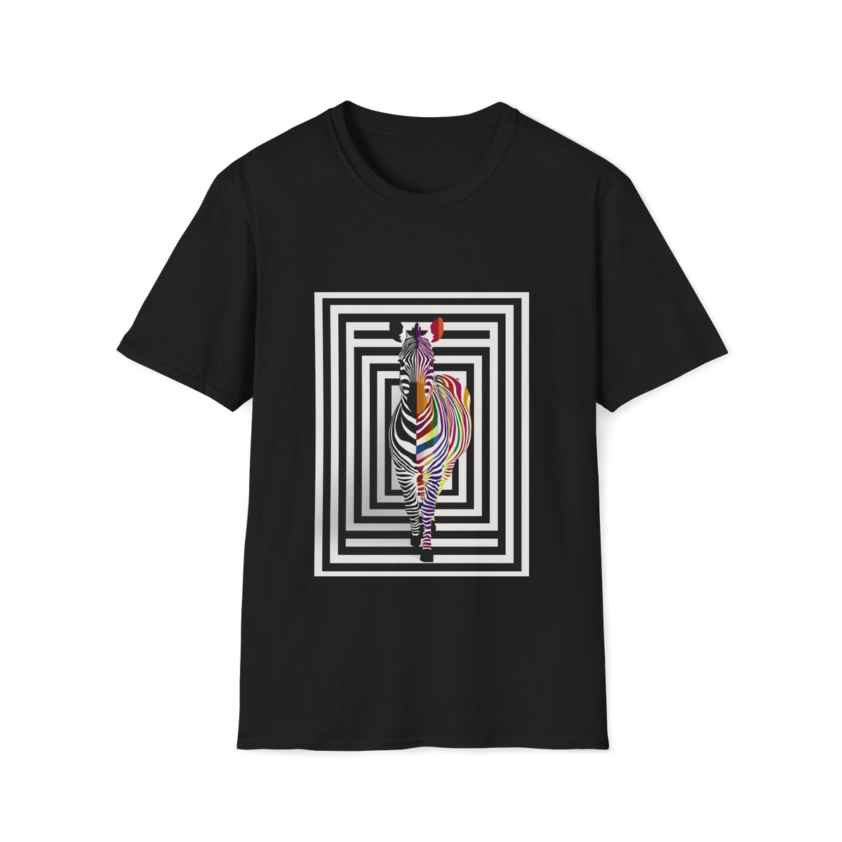 🦓 Zebra Optical Illusion T-Shirt – Wildlife Art Tee, Unisex, Colors ⚫🔵🔴🟡⚪