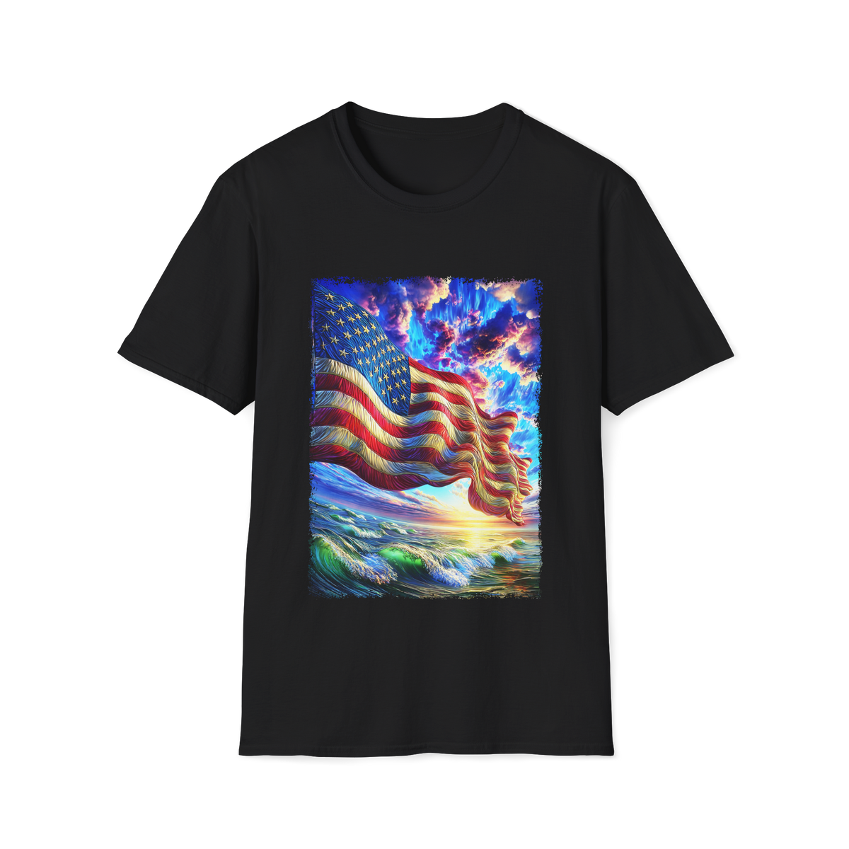 🇺🇸 American Flag T-Shirt | Patriotic USA Shirt | 4th of July Shirt, Unisex, Colors ⚫🔵🔴🟡⚪