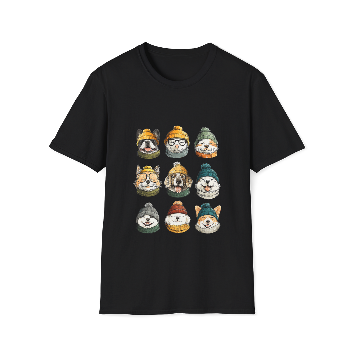 🐶 Cute Dogs Collage T-Shirt – Dog Lover Graphic Tee, Unisex, Colors ⚫🔵🔴🟠🟡⚪