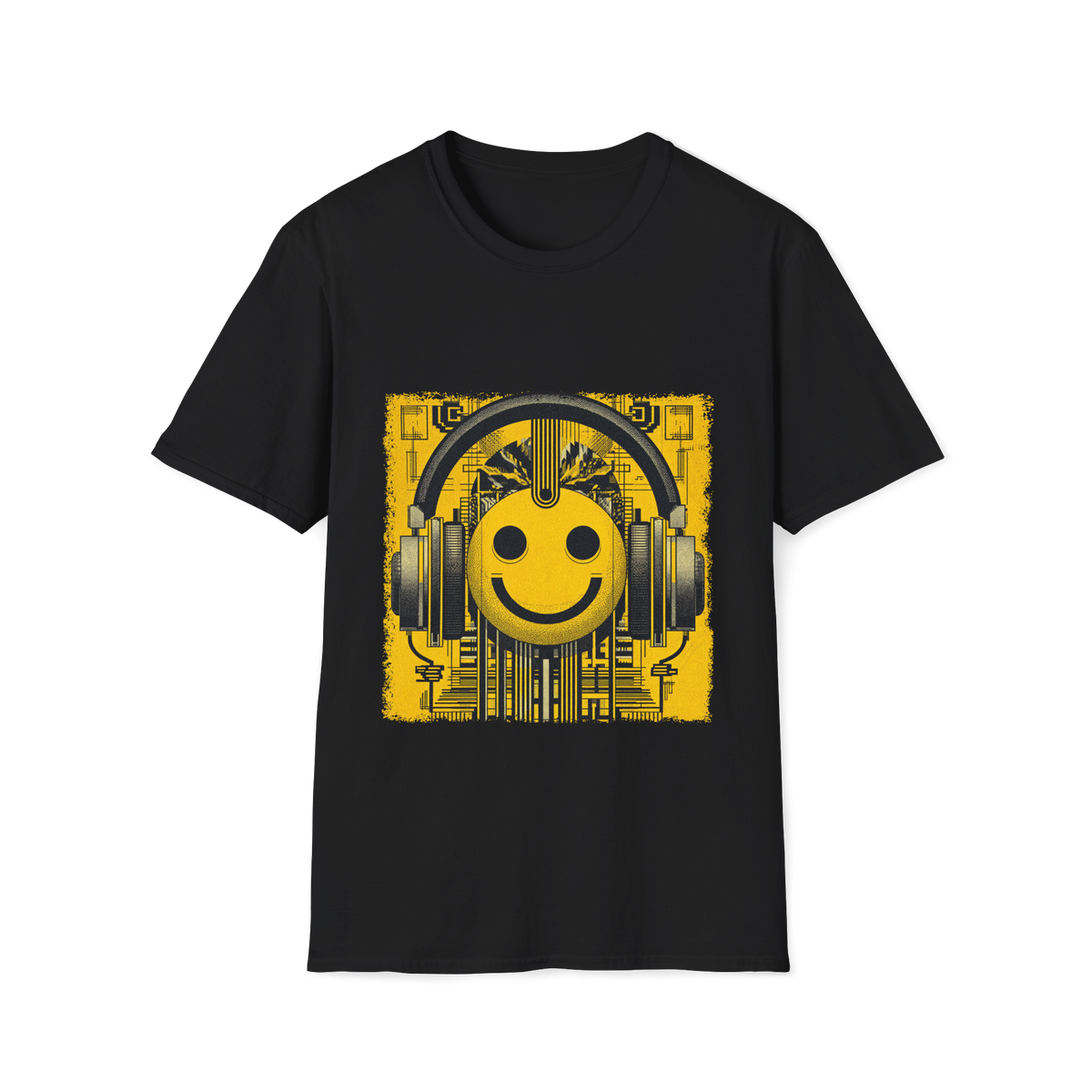 🎧 Smiley T-Shirt – Music, Good Vibes & Happy Days, Unisex, Colors ⚫🔵🔴🟠🟡⚪