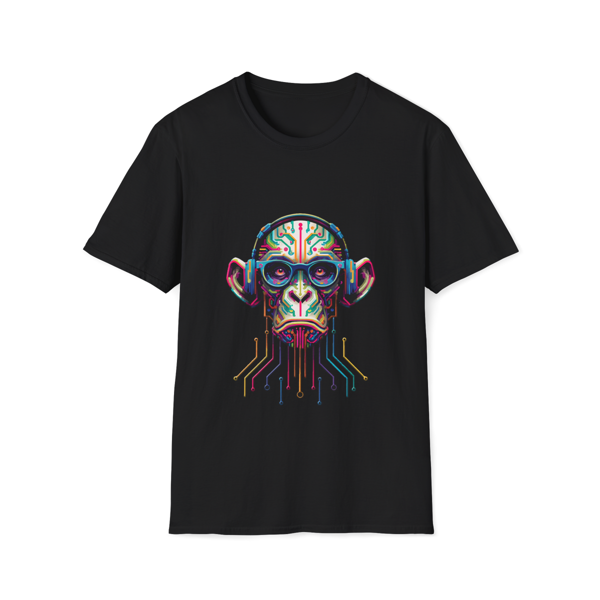 🐵 Tech Chimp T-Shirt – Fun Tech Monkey Graphic Tee, Unisex, Colors ⚫🔵🔴🟡⚪