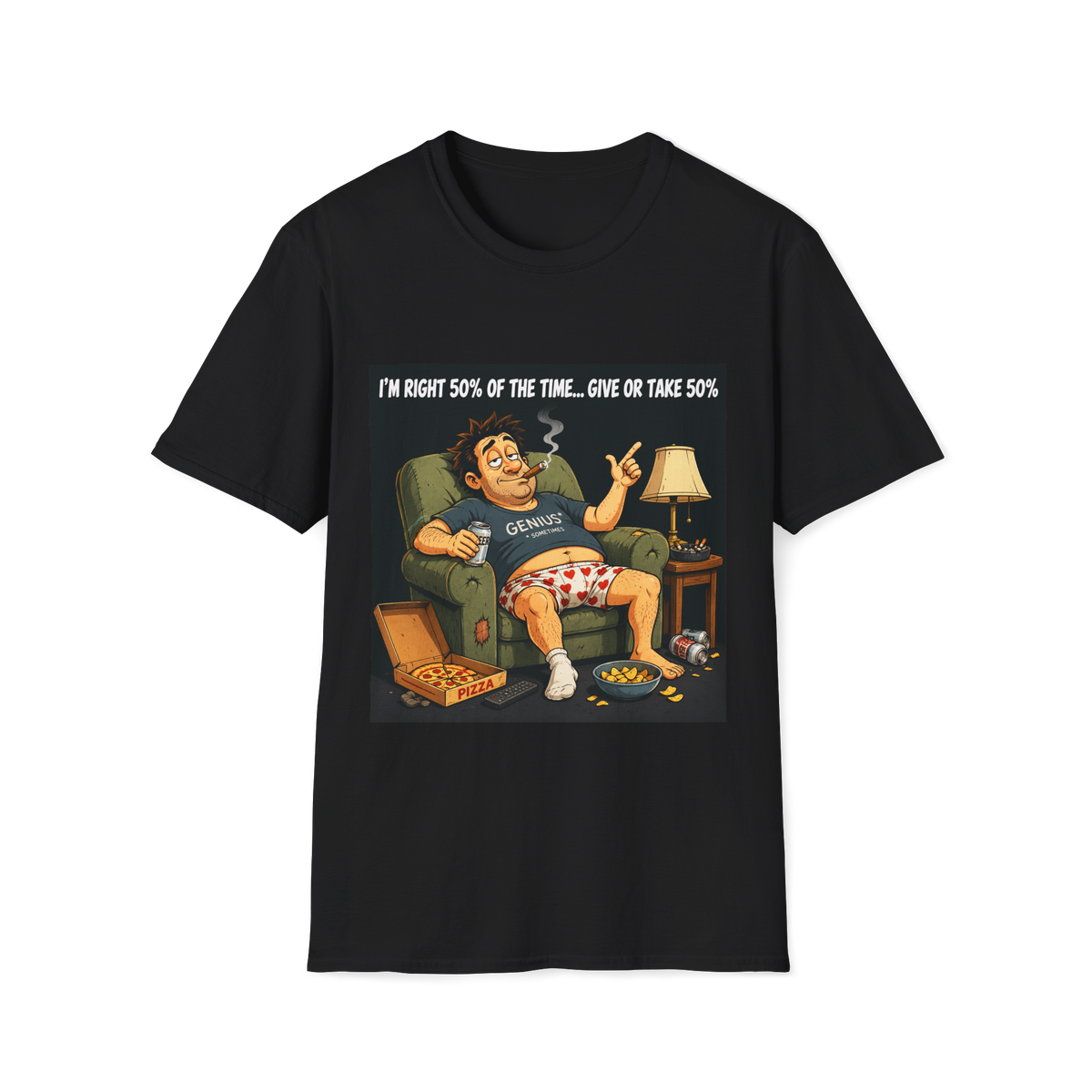🤡 Funny T-Shirt - They say I'm right 50% of the time... Give or Take 50%, Unisex, Colors ⚫🔵🔴🟠🟡⚪