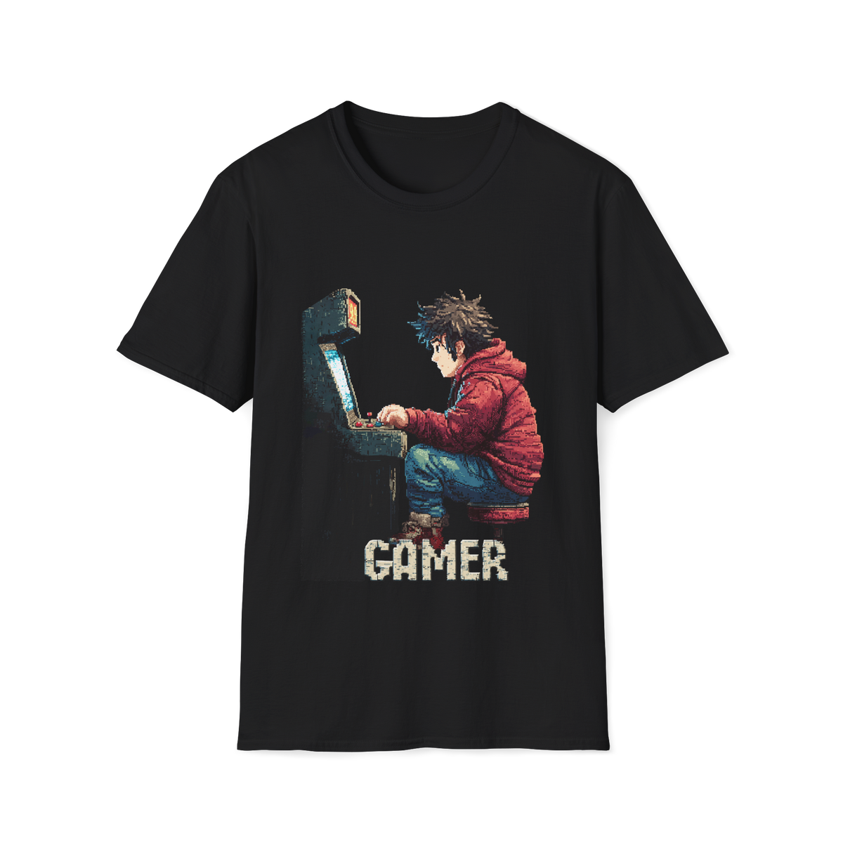 🕹️ Retro Arcade Gamer T-Shirt, Unisex, Colors ⚫🔵🔴🟠🟡⚪