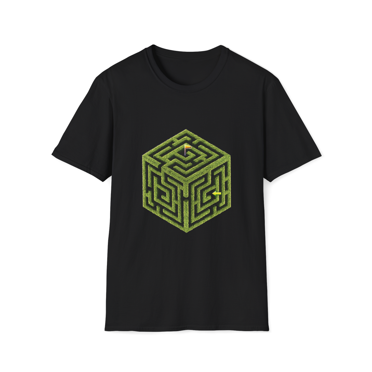 🧩  Maze Puzzle T-Shirt – Solve It Graphic Tee, Unisex, Colors ⚫🔵🔴🟡⚪
