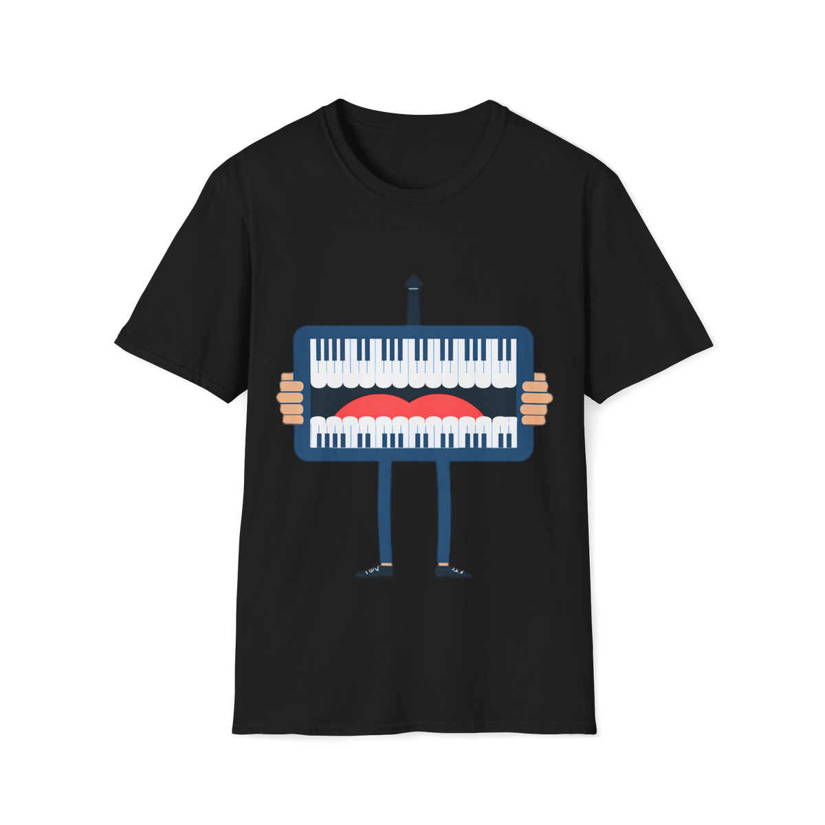 🎹 Piano Mouth Funny Musician's T-Shirt, Unisex, Colors ⚫🔵🔴🟡⚪