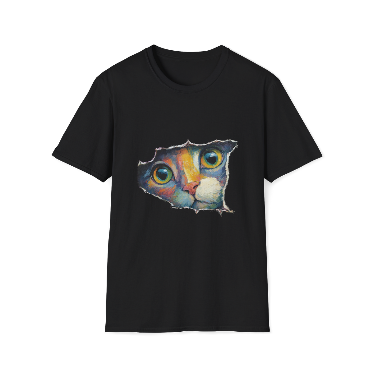 🐱 Cute Cat Peeking T-Shirt – Funny Cat Lover Gift, Unisex, Colors ⚫🔵🔴🟠🟡⚪