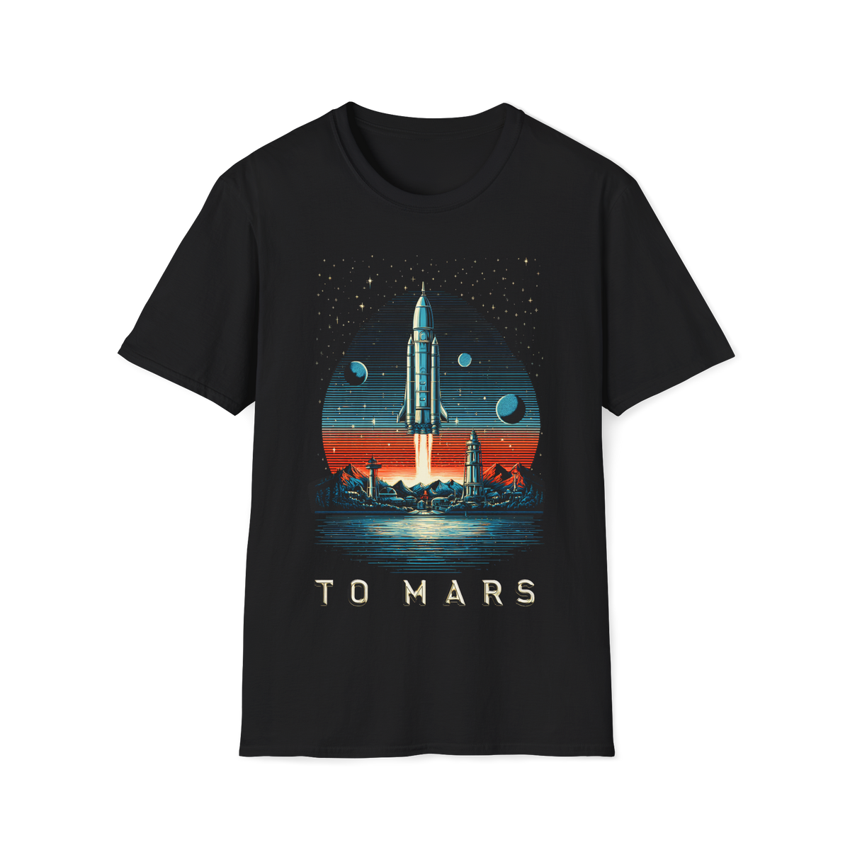 🚀 'To Mars' Space Graphic T-Shirt, Unisex, Colors ⚫🔵🔴🟡⚪