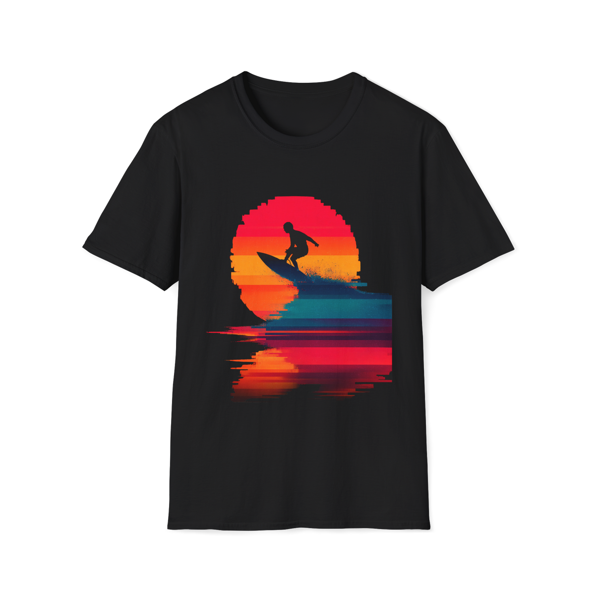 🏄 Sunset Surfing Vibes, Sports T-Shirt, Unisex, Colors ⚫🔵🔴🟡⚪