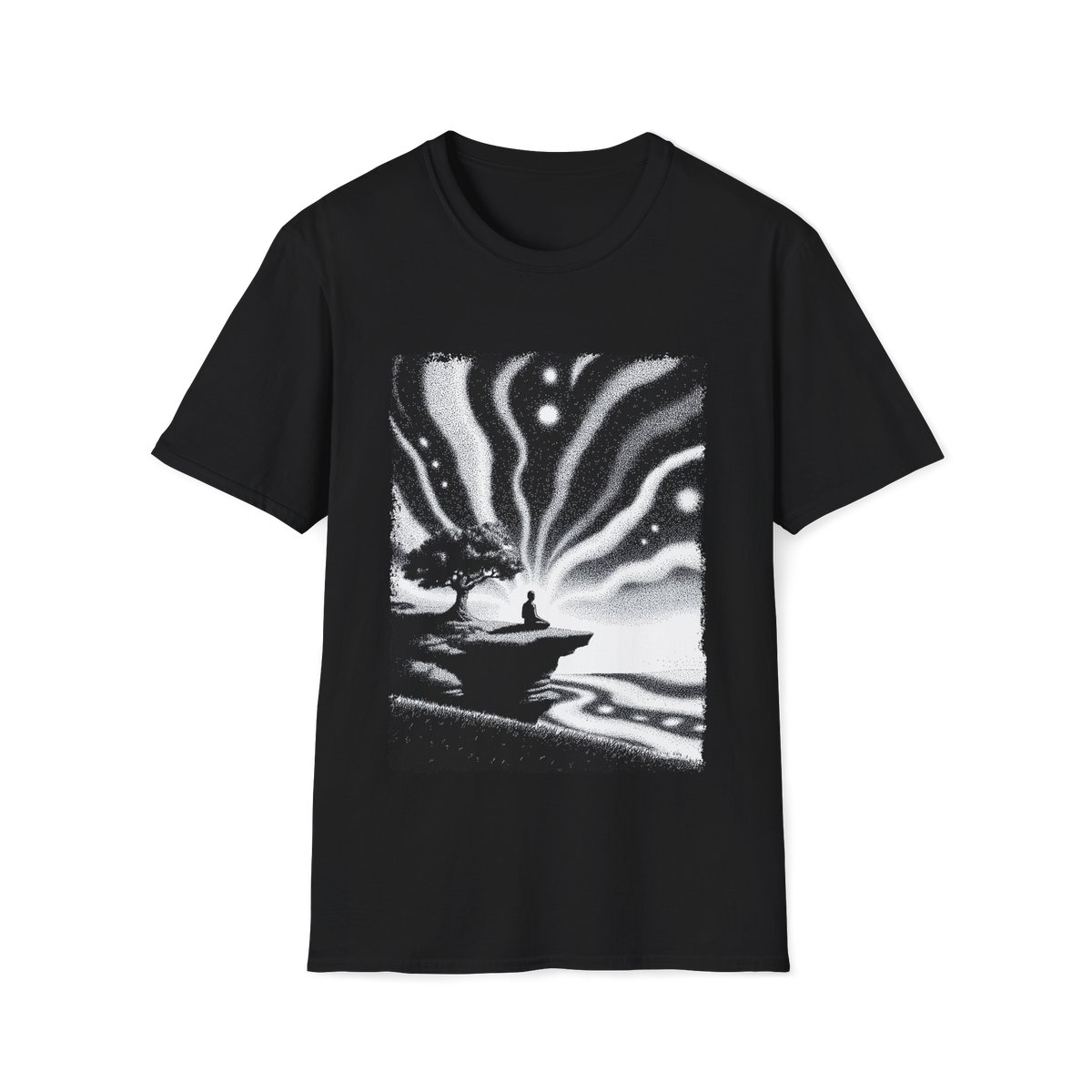 🧘‍♂️ B&W Meditation T-Shirt – Inner Peace, Unisex, Colors ⚫🔵🔴🟡⚪
