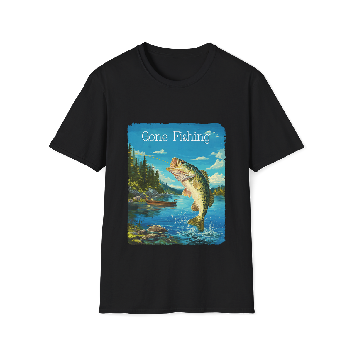 🎣 Gone Fishing T-Shirt, Unisex, Colors ⚫🔵🔴🟢🟡⚪