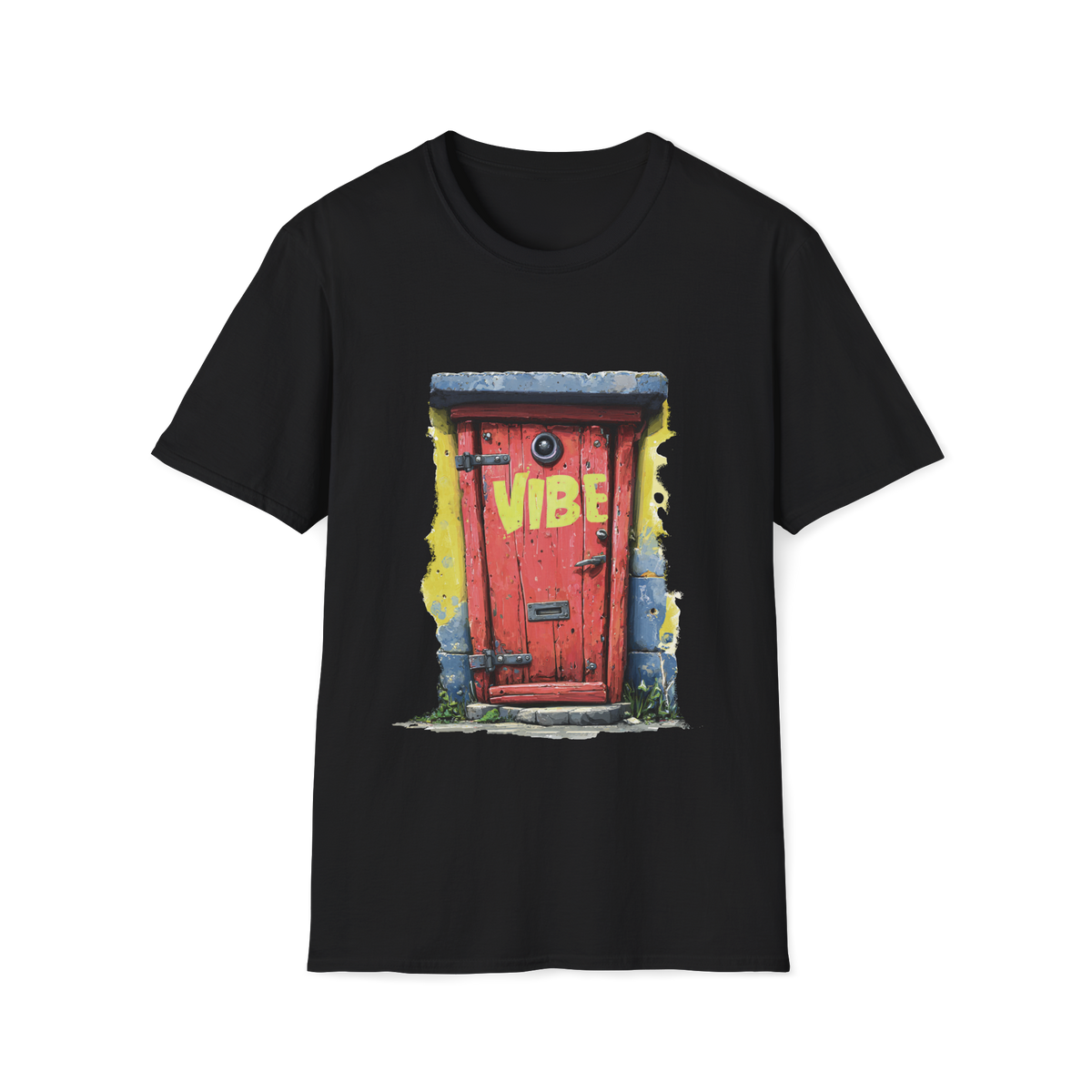🚪 Vibe Door Graphic T-Shirt – Step Into Vibe Dimension, Unisex, Colors ⚫🔵🔴🟡⚪