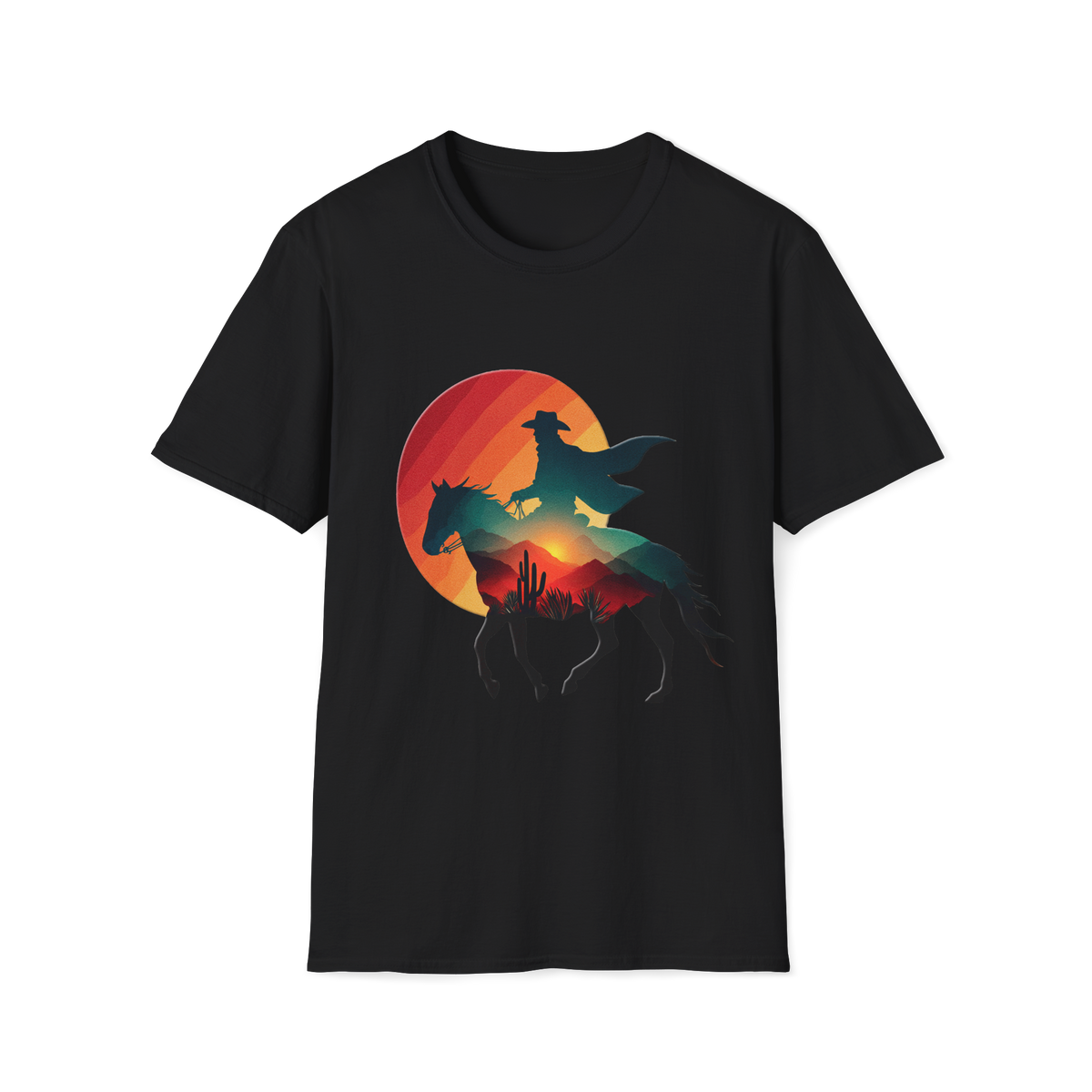 🤠 Cowboy Sunset Western T-Shirt | Ranch Cowboy, Unisex, Colors ⚫🔵🔴🟡⚪
