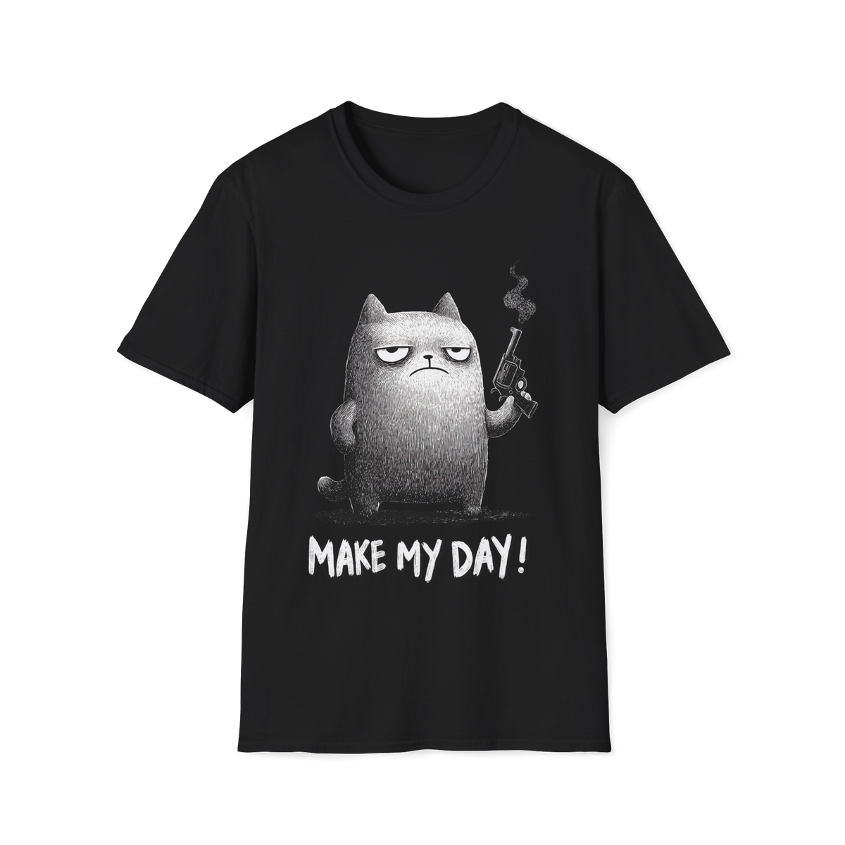 🔭 Funny T-Shirt - Armed & Adorable – Tactical Kitty Graphic Tee, Unisex, Colors ⚫🔵🔴🟡⚪