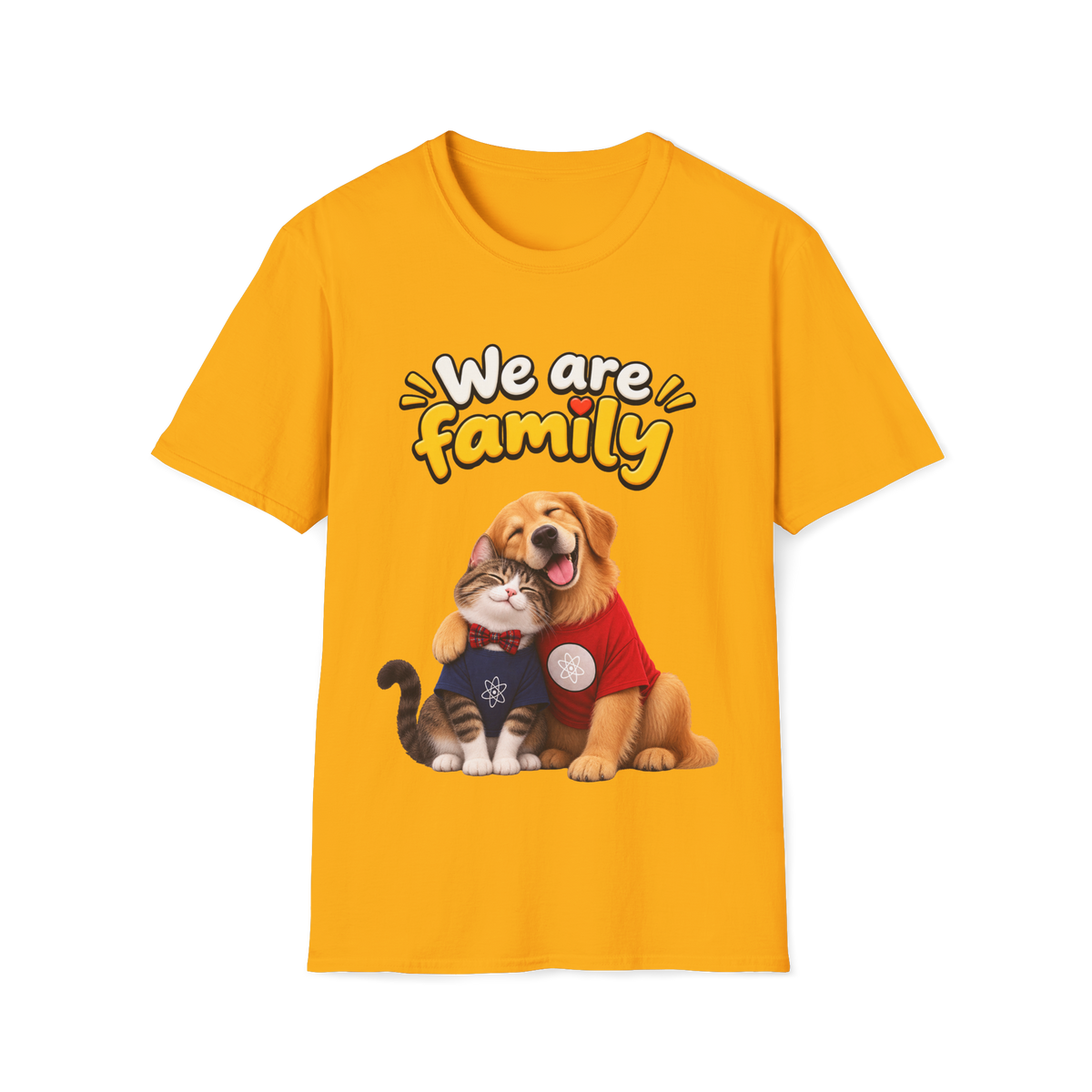 😻🐶 Cat & Dog Best Friends – Cute Hugging Animals T-Shirt, Unisex, Colors ⚫🔵🟢🟠🟡⚪