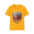 🛡️ Feuerdrachenschild Krieger T-Shirt – Mythisches Fantasy Drachen Grafik Shirt