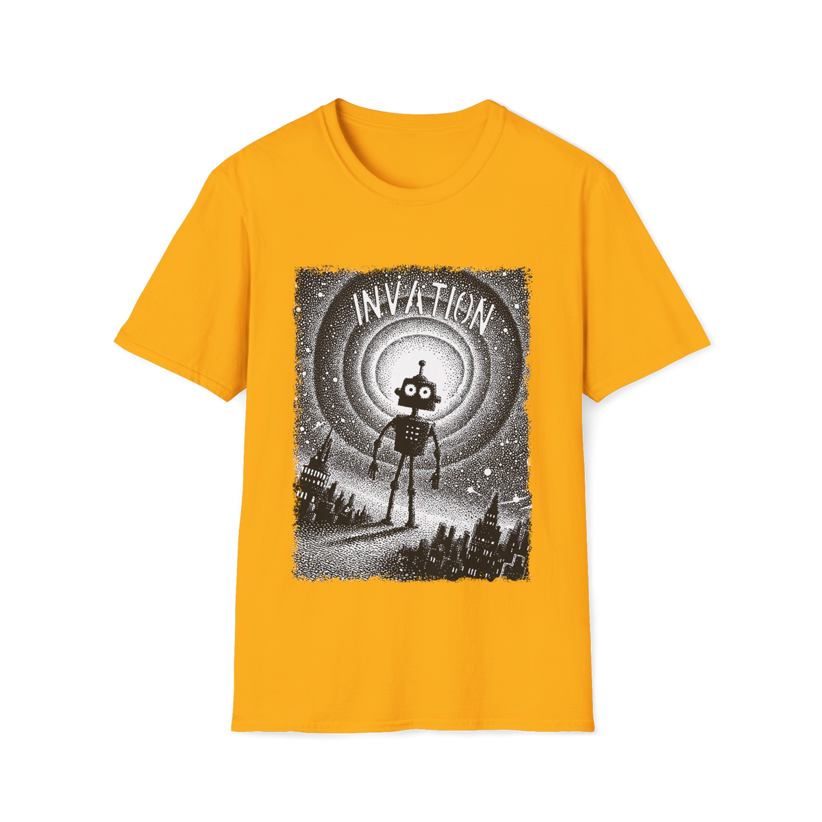 🤖 Invasion Graphic T-Shirt, Unisex, Colors ⚫🔵🔴🟠🟡⚪