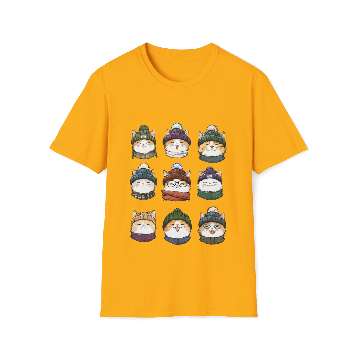 😸 Cute Kitty Collage T-Shirt – Adorable Cats, Unisex, Colors ⚫🔵🔴🟠🟡⚪