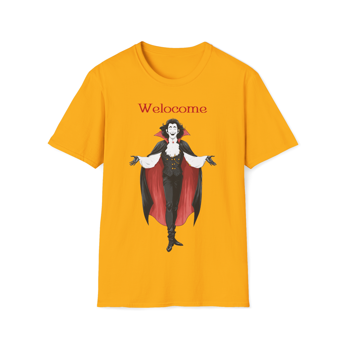 👹 Dracula Gothic T-Shirt – Dark Vampire Graphic T-Shirt, Unisex, Colors ⚫🔵🟢🟠🟡⚪